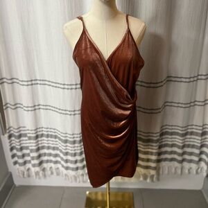 Burnt Orange Velvet Dress